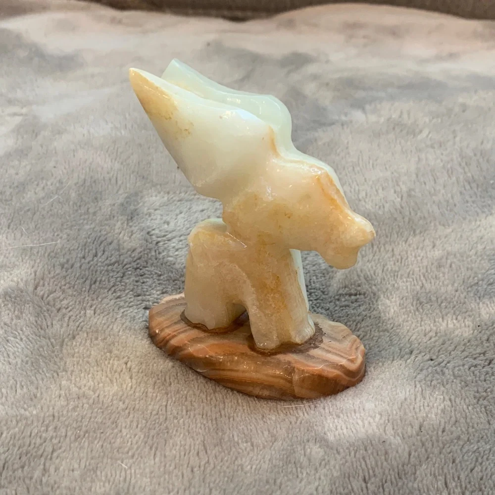 Vintage onyx/alabaster stone Donkey Pencil Holder for Desk